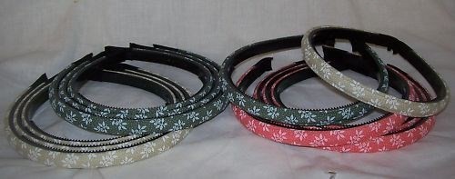 6 NEW Plastic Headbands SOLID FABRIC WITH FLORAL PRINT