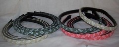 6 NEW Plastic Headbands SOLID FABRIC WITH FLORAL PRINT