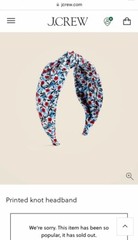 (NEW) Women’s J.Crew Floral 100% Silk Printed Knot Headband Size: OS (One Size)