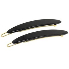 French Amie Narrow Oblong Small Set of 2 Hair Slide-in Barrette Clips