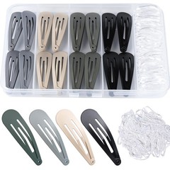 Teenitor Snap Clips, 48pcs Snap Hair Clips Hair Barrettes and 100pcs Clear Ha…