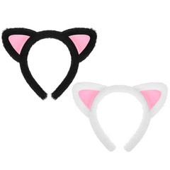 2Pcs Fuzzy Cat Ears Headband Plush Hair Hoops Soft Cat Ear Hairband Cute Makeup