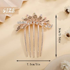 Peacock Crystal Hair Side Combs Vintage Rhinestone Long Teeth Hair Champagne