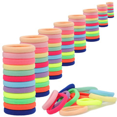 100Pcs Hair Ties Any Fit No Damage Hair Cutton Seamless Hair Elastic Pony Tail H