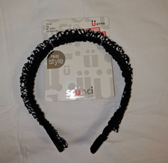 Scunci 2 Piece Headbands Black White Dot & Velour Black Trend Alert NEW