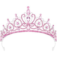 TODDER Pink Tiara for Women Girls Rhinestone Princess Queen Crowns