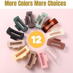 12 Pcs Large Square Hair Claw Clips for 1 Count (Pack of 12), Multicolor