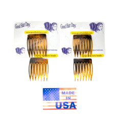4 Combs x Good Hair Days 1 3/8″ Brown Tuck combs hair combs Made in USA 42219