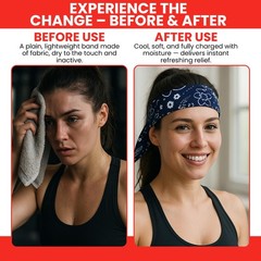 4-Pack Cooling Gel Bandana Head Band, 38-Inch, Red Blue Paisley, Cott