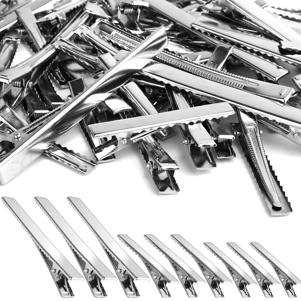 70 Pcs Alligator Hair Clips, 3 Sizes Oversized Metal Silver Hair Bow Clips Singl