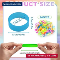 200 PCS Silicone Small Rubber Bands – 0.5 Inch Colorful Small Elastic Rubber Ban