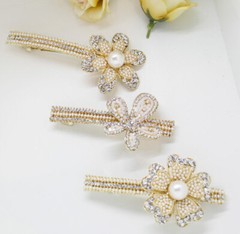 Hot USA seller beautiful Gold tone flower crystal hair clip barrette 3539
