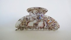 Long gray abalone sea shell effect hair claw clip