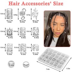 Lucomb 220 Pcs Silver Hair Jewelry for Braids, 1 Count (Pack of 220),