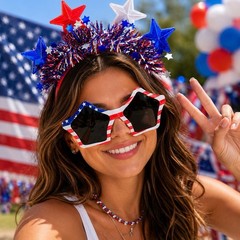 Stars & Stripes Light Up Patriotic Headband Red White Blue 4th of July NWT