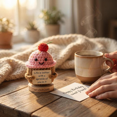 Emotional Support Gifts for Women – Positive Crochet Cupcake W/ 30 Uplifting Aff