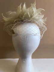 Vintage Mid Century Feather and Net Whimsey Headpiece-Union Made In The USA