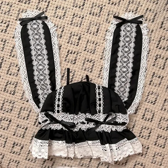 NEW Rococo Victorian Classic Lolita Bunny Ears Bonnet night Cap 🐰