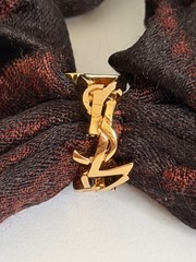 NWT Saint Laurent YSL Cassandre Logo Leopard Silk Cashmere Scrunchie Hair Tie