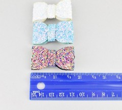 small glitter bow set barrette hair clip 1 5/8″ wide White Turquoise Multi Color