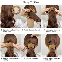 7 Pcs Bird Nest Magic Hair Clip Expandable Ponytail Holder Hair Accessories
