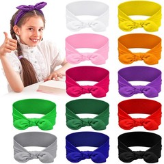12 PCS Colorful Polyester Cloth Headbands Removable Rabbit Ear Bows