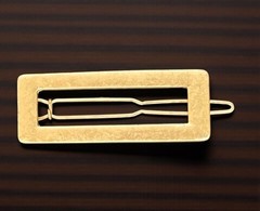 VTG Gold Tone Hair Barrette Rectangle Pop-On Button Latch Clip 1950s 1960s
