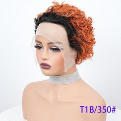 1cmx13cm Lace Frontal 100% Human Hair Wavy Pixie Cut Full Wig for Women,9 colors