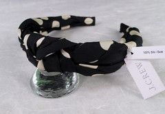 NWT J. CREW Women’s 100% SILK KNOTTED HEADBAND in BLACK w/NATURAL DOTS