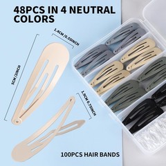 Teenitor Snap Clips, 48pcs Snap Hair Clips Hair Barrettes and 100pcs Clear Ha…