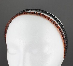 Brown Black set 2 plastic thin skinny 7/16″ wide headband hair band grip teeth