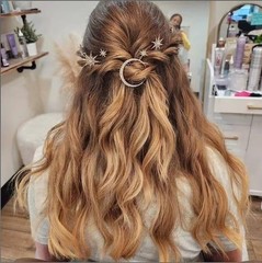 Moon Star Hair Clips Gold Stars Hair pins Crystal Celestial Hair for and Girl…