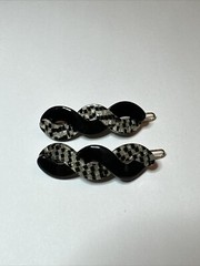 French Acrylic Hair Barrettes Checkered Set Of 2