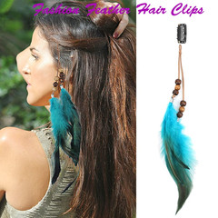 Boho Feather Hair Clips Hippie Hair Extensions 6 Pcs Indian Tribal Bead Gypsy…
