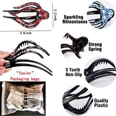 4PCS Heart Style Ponytail Hair Clip Duckbill Clips with Rhinestones Classic