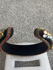 Handmade Multicolor Rhinestone Beaded Padded Headband, Fabric/Metal