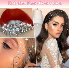 Hair Rhinestone Styling Tool with 12 Gem Sheets for Shiny Hair Decoration