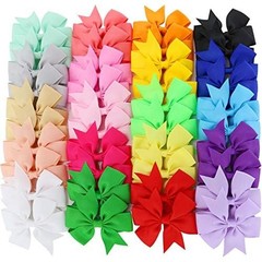 40Piece 3 Inch Grosgrain Ribbon Pinwheel Hair Bows Alligator Clips for Girls