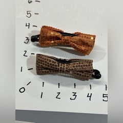 NEW hair accessories set of 2 brown and orange bow clips