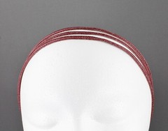 Drk Red thin skinny triple 3-strand faux leather headband hair band narrow bands