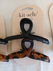 NEW Set of 6 kitsch Large Loop Claw Hair Clips Accessory Black Brown Tortoise 4”