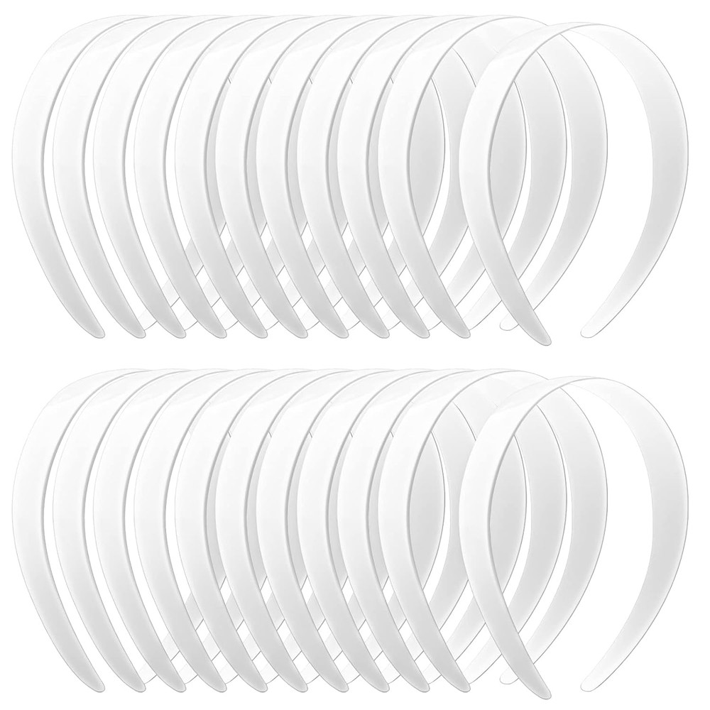 24 PCS White Plastic Headbands, 1 Inch Wide No Teeth Hair Bands for Girls & Wome