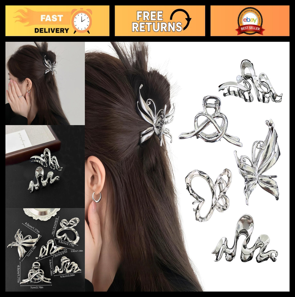 Large Gold Butterfly Hair Claw Clips with Pearl & Crystal – Non-Slip Hair Access