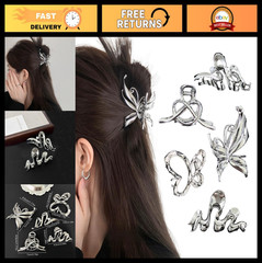 Large Gold Butterfly Hair Claw Clips with Pearl & Crystal – Non-Slip Hair Access