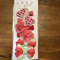 6 PACK Watermelon Bow Hair Clips Fruit Accessories for Girls Hair