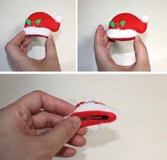4 pc Christmas Santa Claus Hat Flashing Light Up Hair Pins Holiday Costume Clips