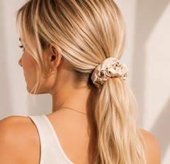 3 Pcs 100% Mulberry Silk Scrunchies, Hair Ties Pink Peacock Blue Apricot