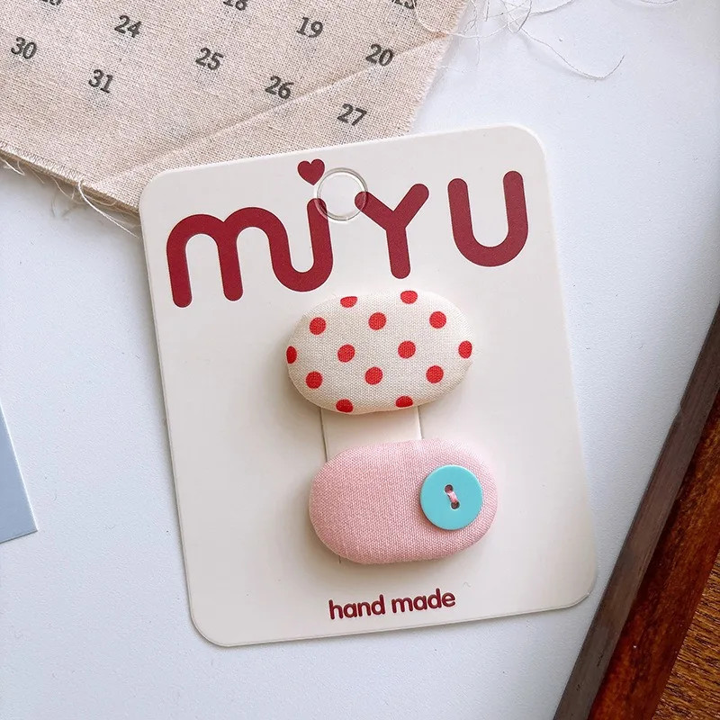 Korean Style Sweet Fabric Teardrop Baby Hair Clips for Girls Anti-Slip Bangs Bar