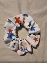 Large Handmade Scrunchie Cotton Fabric 4th of July Design with Stars
