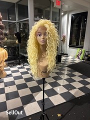 Tess wigs Long Blonde Curly Lace Front Wig Party Glamorous Unisex